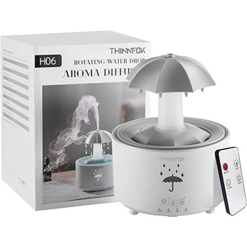 Humidifiers for Bedroom,Aromatherapy Essential Oils Diffuser,Quiet Ultrasonic Clouds and Cool Mist Humidifier, 7 Colors Breathing LED Light,Rotating Umbrella Rain Drops,Ideal Holiday Gifts for Home