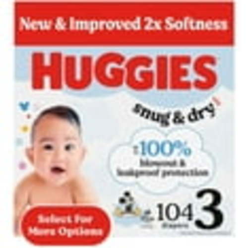 Huggies Snug & Dry Baby Diapers, Size 3 (16-28 lbs), 104 Ct (Select for More)