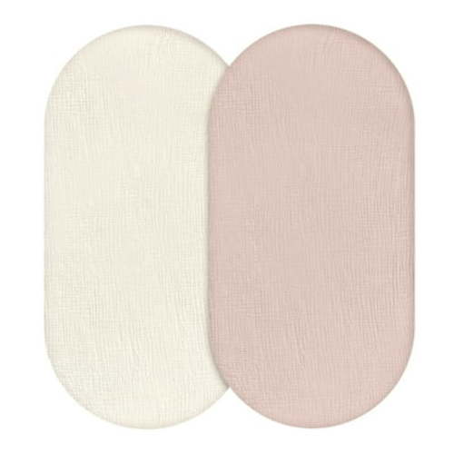 Gllquen Baby Bassinet Sheets 100% Muslin Cotton for Newborn Infants Baby Boys and Girls 2 Pack Set 32"X16", Rose