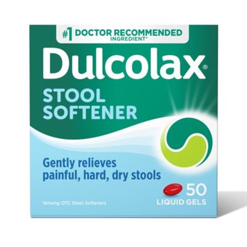 Dulcolax Stool Softener Laxative Liquid Gel Capsules, Laxatives for Gentle Constipation Relief, with Docusate Sodium 100 mg, 50 Count