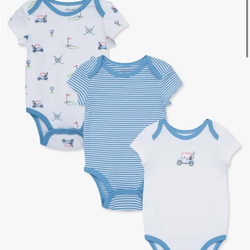 Little Me Clothes for Baby 3-Pack 100% Cotton Scratch Free Tag Bodysuits, Newborn to 9 Months
