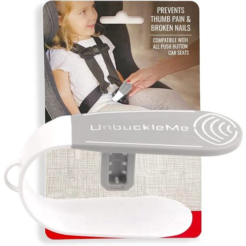 UnbuckleMe Car Seat Buckle Release Tool - Easy Opener Aid for Arthritis, Long Nails, Older Kids - Button Pusher for Infant, Toddler, Convertible 5 pt Harness car Seats - As Seen on Shark Tank (Gray)