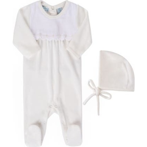 Velour Footie & Bonnet Set, 3-6M