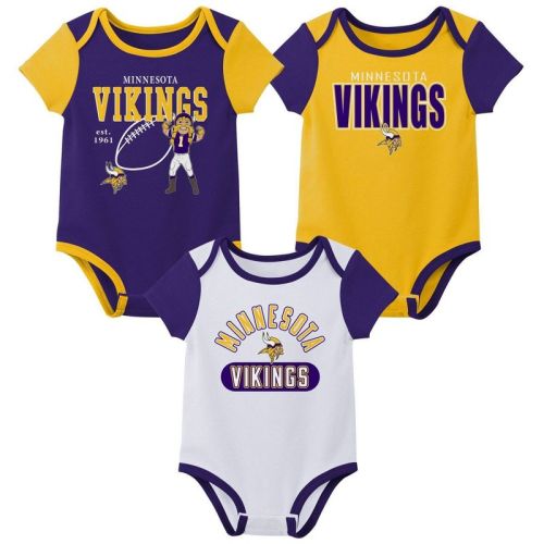 NFL Minnesota Vikings Boys' White 3pk Bodysuit