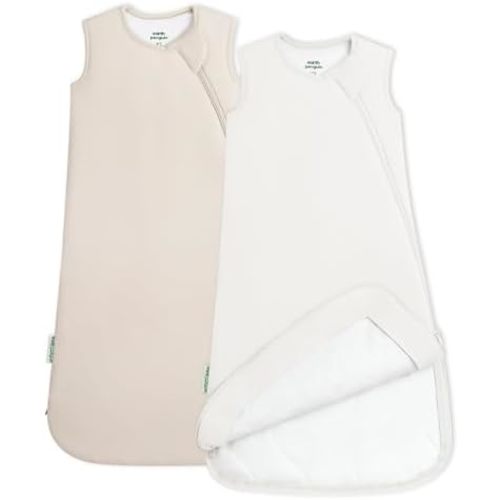 Soft Bamboo Viscose Baby Sleep Sack, 1.0 TOG Baby Sleeping Bag 2 Pack, Cozy Baby Wearable Blanket 2-Way Zipper