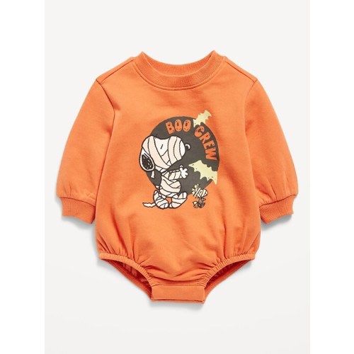 Peanuts™ Snoopy Long-Sleeve Fleece One-Piece Romper for Baby | Old Navy