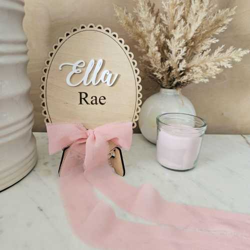 Hospital Name Announcement, Hello My Name Is, Hospital plaque, Baby shower gift, Name Sign, Wooden Birth Signs, Pink Bow Coquette Baby Name