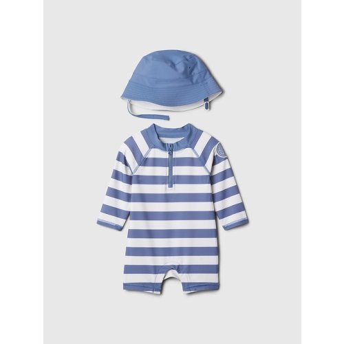 Baby Rash Guard Swim Set in navy stripe, size: 12-18 M