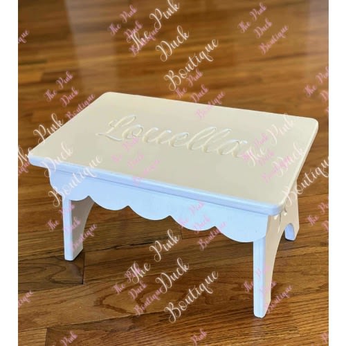 Scalloped Step Stool for Kids, Personalized Childrens Wood Step Stool, Grand Millennial Decor, Kids Furniture, Toddler Step Stool