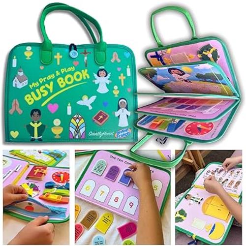 My Pray & Play Busy Board Book - Quiet Felt Activity Book for Catholic Children -Interactive Learning Tool for Mass, Church, Travel, and Bible Learning - Brother Francis/Saintly Heart