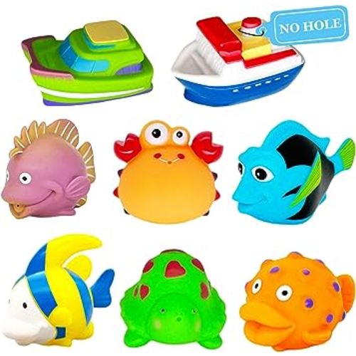 Mold Free Bath Toys for Toddler-1-3 - No Hole Bath Toy for Infants 6-12 Months - Baby Bathtub Water Pool Toys Shower Gifts for 1 2 3 Year Old Boy Girl - Toy Boats for Water Play Baby Bath Essentials
