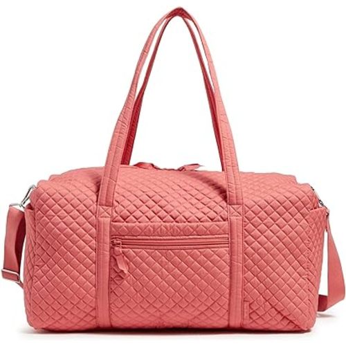Vera Bradley Women's Cotton Large Travel Duffel Bag, Terra Cotta Rose - Recycled Cotton, One Size