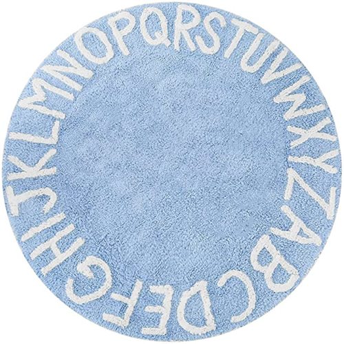 ABC Rug for Kids Room Circle Alphabet Nursery Rug for Baby Boy and Girl - Round Neutral Toddler Playroom Rug, Letter Learning Carpet