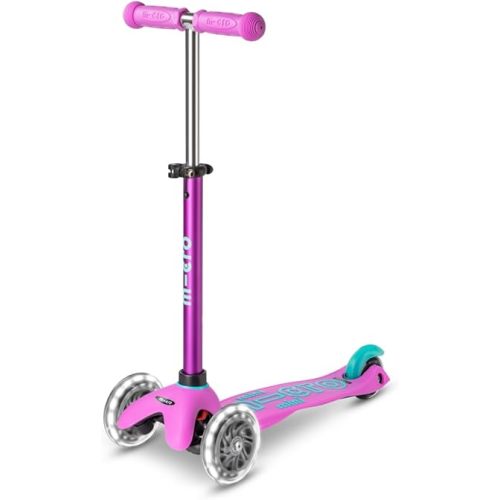 Micro Kickboard | Mini LED Kids Scooter for Ages 2-5 | Children up to 110 lbs | 3 Wheel Lean-to-Steer Design | Adjustable T Bar | Smooth Ride, Motion Activated PU LED Wheels | Swiss Design