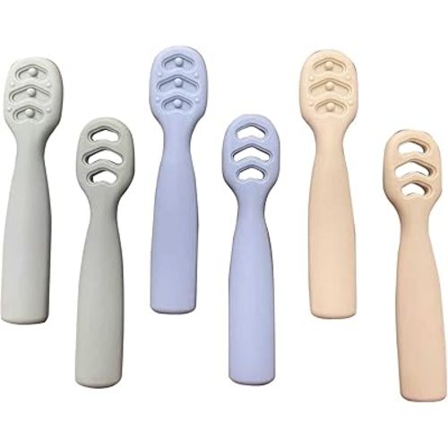 Baby Spoons Self Feeding 6+ Months Set, 6 Pack First Stage Baby Led Weaning Supplies, BPA Free, Toddler Utensils for Soft Tip Silicone Feeding Spoon, Boil and Dishwasher Safe