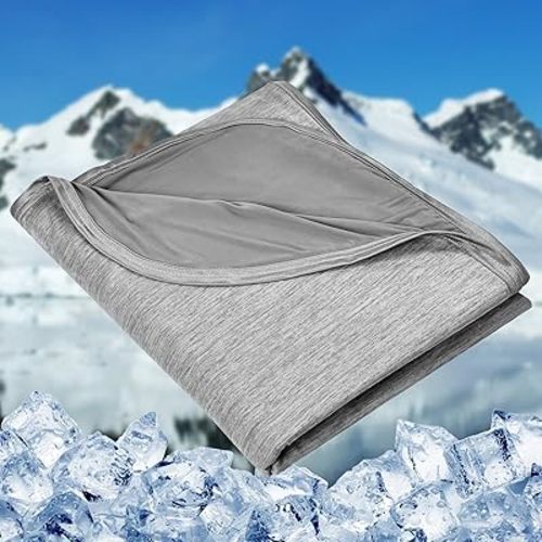 HOMFINE Cooling Blankets for Hot Sleepers - Summer Blanket Thin Lightweight Breathable Soft Double Side Enhanced Blanket for Bed Couch Sofa, Keep Cool for Night Sweats (Grey, 60 x 80 inches)