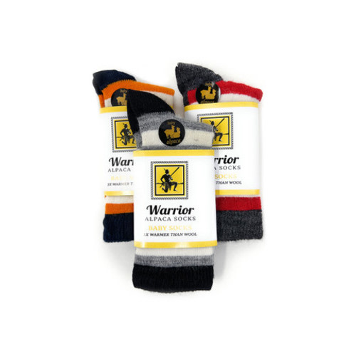 Non-Skid Striped Toddler Alpaca Socks 3-Pack | Warrior Alpaca Socks