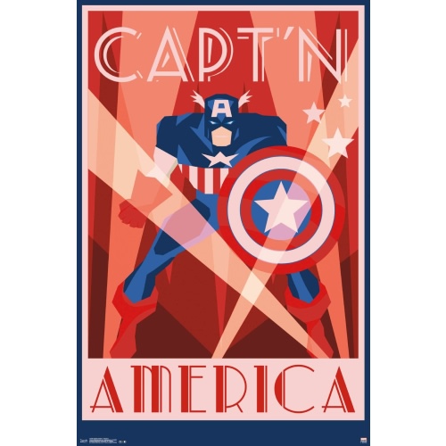 Marvel Comics - Captain America - Art Deco Poster