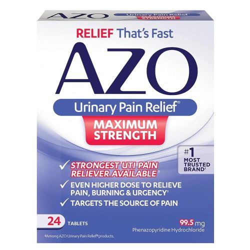 AZO Urinary Pain Relief Maximum Strength, FSA/HSA Eligible, Fast relief of UTI Pain, Burning & Urgency, Targets Source of Pain, #1 Most Trusted Brand, 24 Tablets