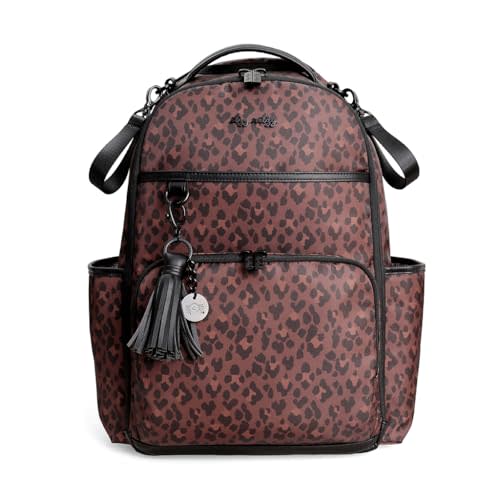 Itzy Ritzy Boss Plus Large Diaper Bag Backpack with 19 Pockets (Leopard) | Includes 2 Insulated Bottle Pockets, Changing Pad, Stroller Clips, Comfortable Padded Straps, Easy-to Clean, Travel-Ready
