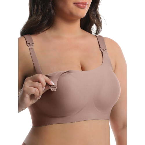MINTREUS Nursing Bras for Breastfeeding Round Neck Full Coverage Maternity Bra Pregnancy Sleep Bralette with Extra Extender