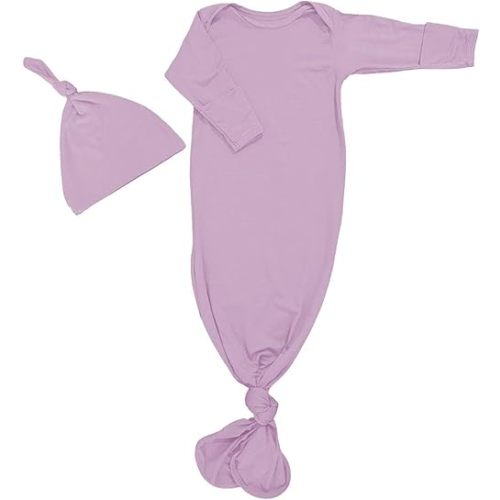 Yaana Banana Newborn Unisex Knotted Cuffed Sleeve Baby Sleepwear Gown with 100% Organic Bamboo Rayon- Gender Neutral Clothes