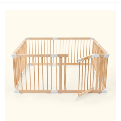 HARPPA Wooden Baby Gate Playpen | Non-Toxic Foldable DIY Adjustable Play Yard for Infants & Toddlers – Natural Finish Baby Fence for Small & Large Spaces