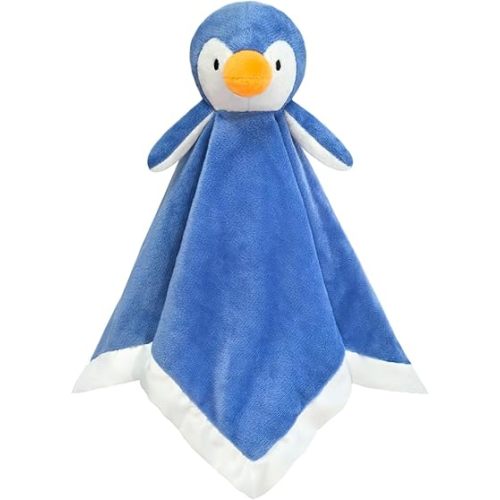 Baby Blue Penguin Soft Stuffed Animal Security Blanket, Plush Penguin Character Lovey Blanket, Baby Shower/Nursery Gift, Newborn Infant Toddler Snuggle Blankie for Boys Girls, 13 Inches