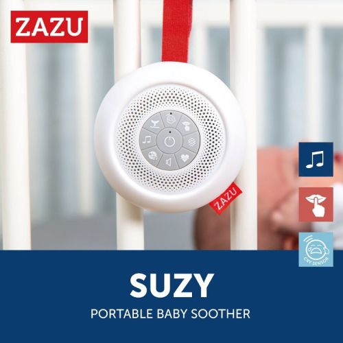 Zazu Kids Suzy the Portable Baby Soother, 6 Calming Sounds, White Noise Hush Machine - for New Parents, Newborn & Infant Sleep Aid, Cry Sensor