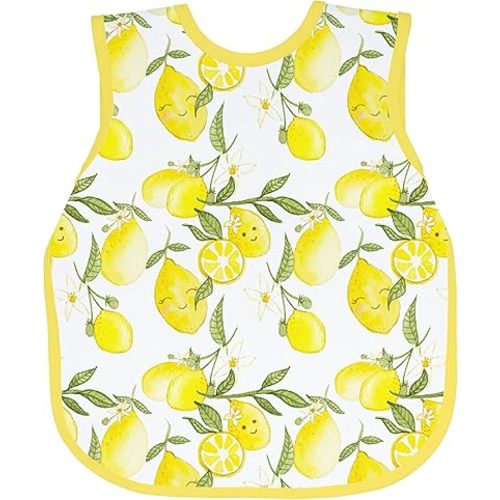 BapronBaby Fresh Lemon Bapron - No Neck Tie Safer Bib for Baby & Toddler - Soft Waterproof Stain Resistant - Machine Washable - Sz Baby/Toddler 6m-3T