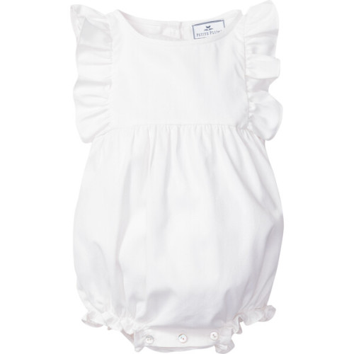 Ruffled Romper, White Twill - Petite Plume Rompers | Maisonette