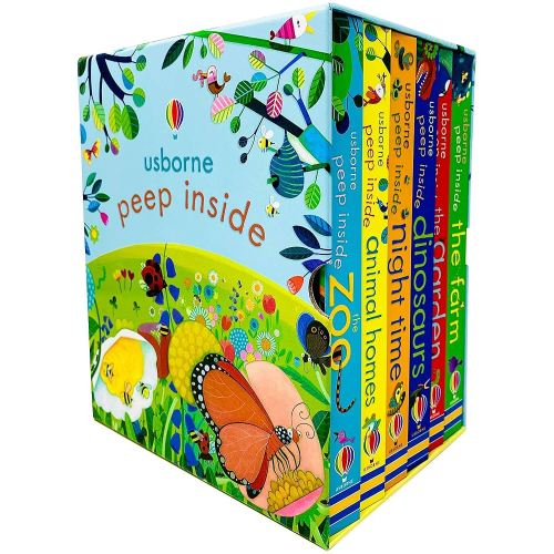 Peep Inside 6 Books Collection Box Set by Usborne (Zoo, Animal Homes, Night Time, Dinosaurs, Garden & Farm)