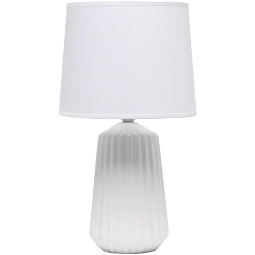 Simple Designs LT1119-OFF Pleated English Ceramic Base Bedside Table Lamp, Off White