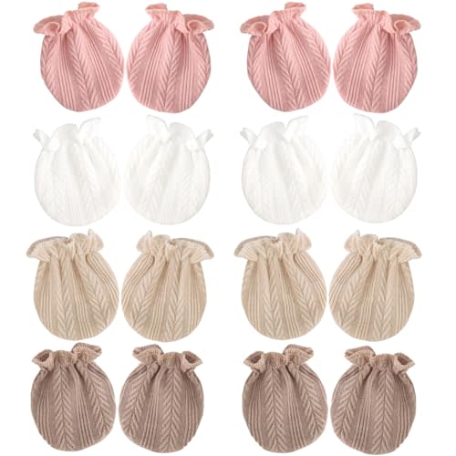 BQUBO Newborn Infant Toddler Mittens No Scratch Cotton Elastic Wrist Gloves Hypoallergenic for 0-6 Months Baby Boys Girls