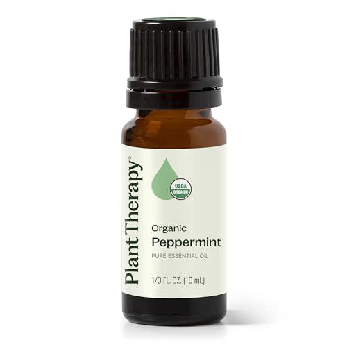 Plant Therapy Organic Peppermint Essential Oil 100% Pure, USDA Certified Organic, Undiluted, Natural Aromatherapy, for Diffuser, Skin, Hair, Therapeutic Grade 10 mL (1/3 oz)