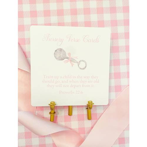 Nursery Scripture Cards with Easel / Baby / Bible Verses / with Gold Bamboo Easel