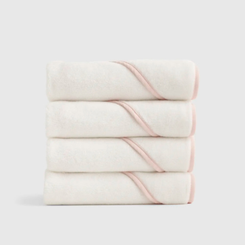 Organic Turkish Cotton Baby Hooded Towel Set 4-Pack - Soft Pink