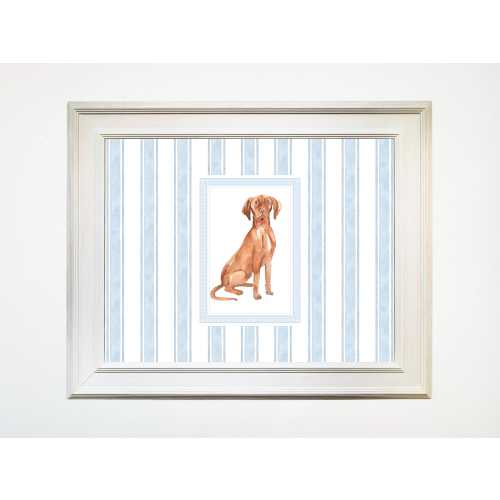 Vizsla Vintage Style Nursery Print Wall Art Dog Blue Stripe