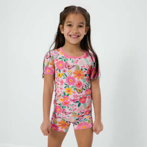 Butterfly Blooms Two-Piece Short Sleeve & Shorts Pajama Set
