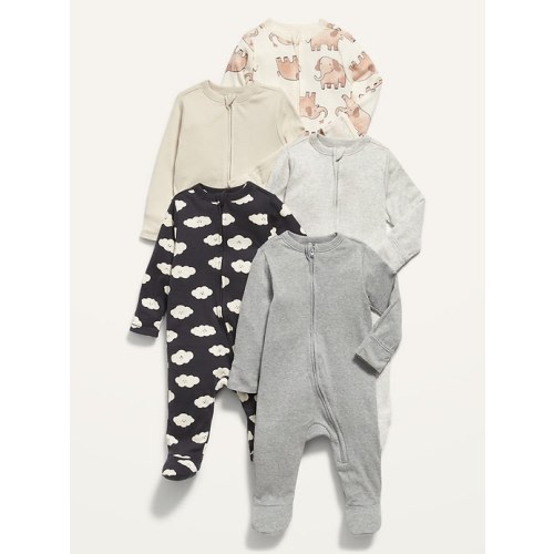 Unisex 5-Pack Sleep & Play 1-Way Zip Footed One-Piece for Baby