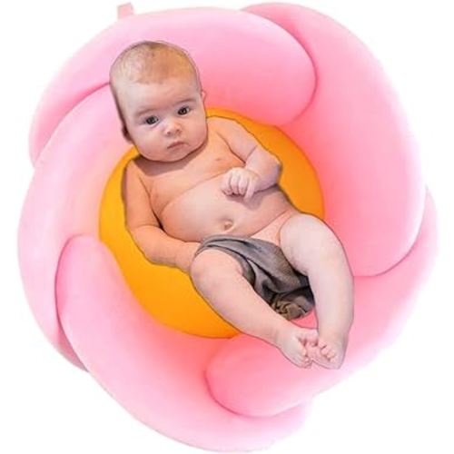 Baby Bath Lotus Cushion Sink Bather Petal Newborn Bathtub Mat Bathing Tub Seat Support Lounger Flower Bathing Pad Non-Slip Safety Sink Insert Tub Pink