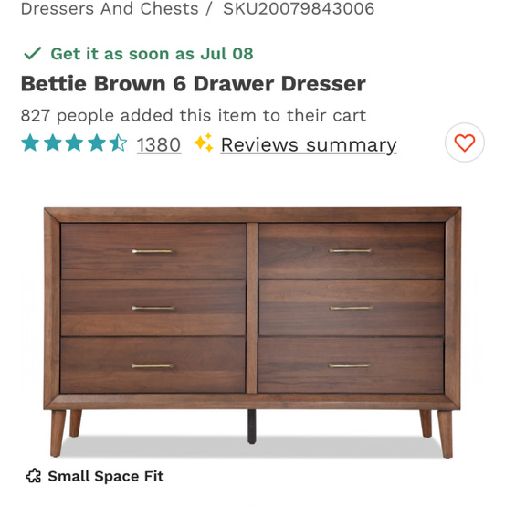 Bettie Brown 6 Drawer Dresser