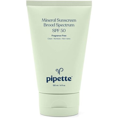 Pipette Mineral Sunscreen - SPF 50 Broad Spectrum Baby Sunblock with Non-Nano Zinc, UVB/UVA Non-Toxic Sun Protection for Kids & Sensitive Skin, 4 fl oz
