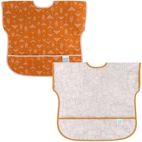 Bumkins Short Sleeve Bib for Girl or Boy, Toddler and Kids for 1-3 Years, Large Size, Essential Must Have for Junior Children