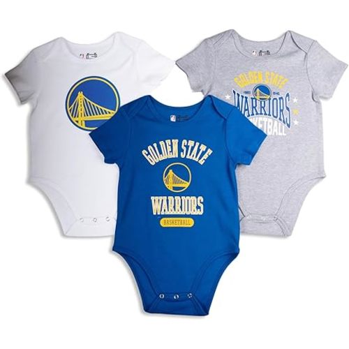 Ultra Game Unisex NBA Official Baby Super Soft Cotton 3 Pack Baby Creeper Bodysuit