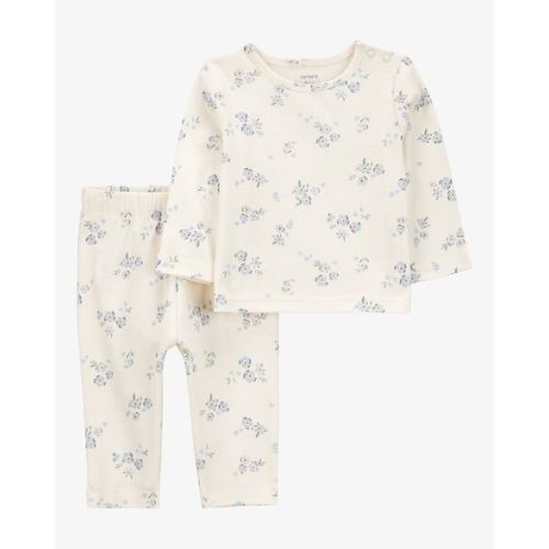 Baby 2-Piece Floral Long-Sleeve Tee & Pant Set - White/Blue - Carter's | Carter's