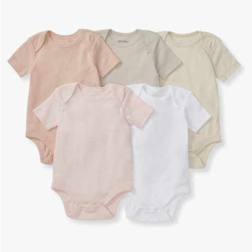 Burt's Bees Baby Unisex Organic Cotton Short and Long Sleeve Bodysuits, 5-Pack