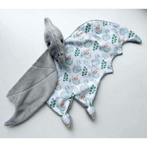 Dinosaur baby lovey, dino baby shower gift, dino nursery decor, pterodactyl plush, pterodactyl lovey blanket, baby lovey