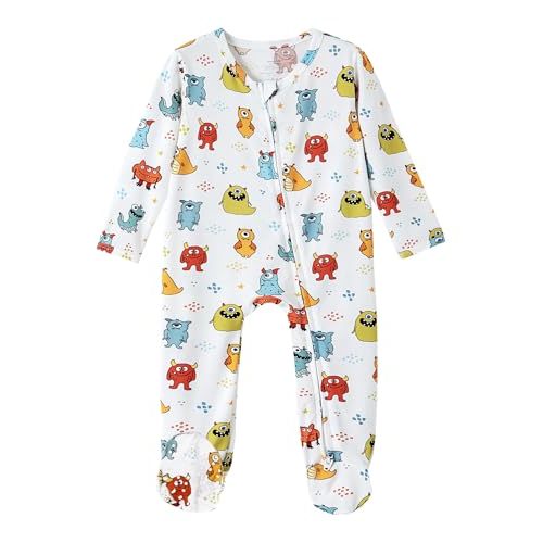 BambooBud Baby Footie Romper Pajamas Unisex Newborn Infant Footed Pjs Zipper Rompers Viscose from Bamboo Sleepwear
