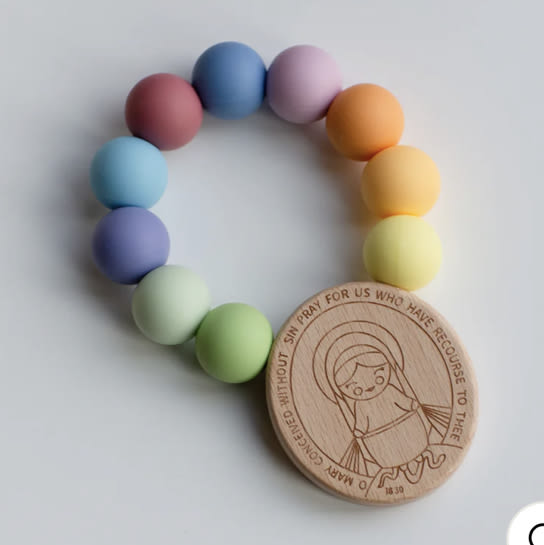 Baby's First Miraculous Medal Teether - Rainbow of Hope